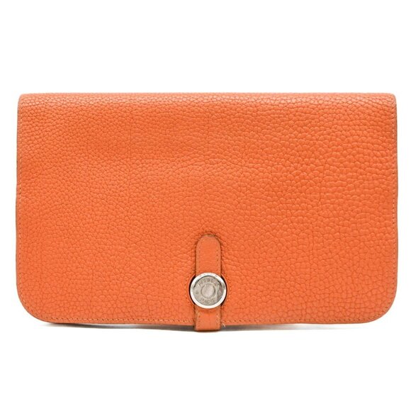 HERMES Orange Leather Wallet - Picture 1 of 13